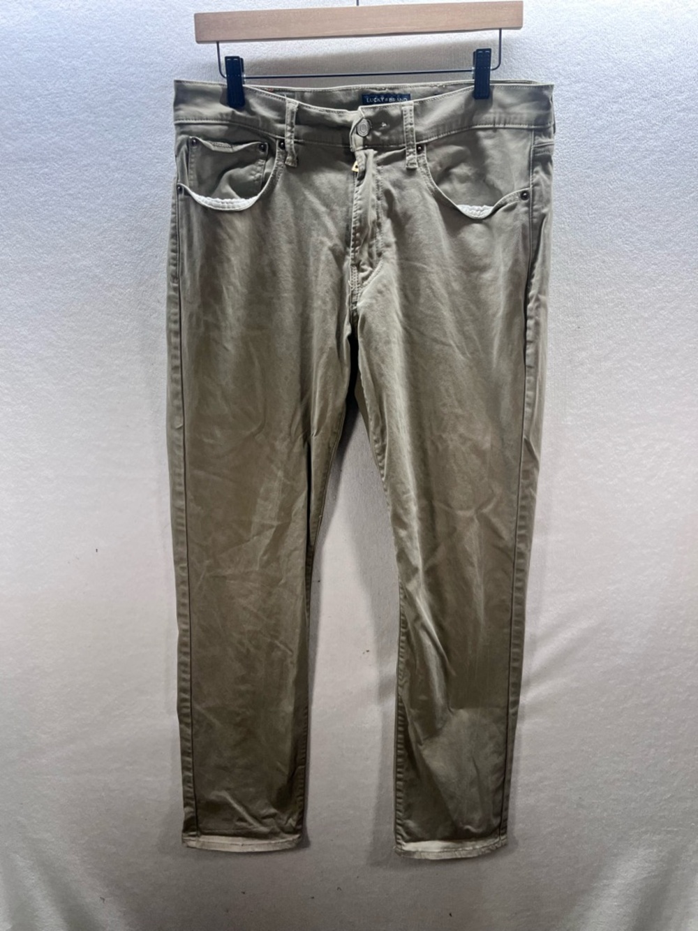 Lucky Brand 121 Slim Straight Chino Pants Men’s 32/32 Khaki‎ Stretch 3111